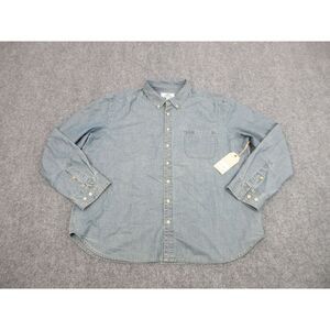 Madda Fella‎ Shirt Mens 2XL XXL Blue Denim Button Up Preppy Casual Pocket NEW